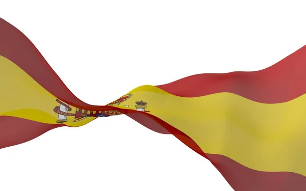 Die Flagge Spaniens. Offizielles Staatssymbol des Königreichs Spanien. Konzept: Web, Sportseiten, Sprachkurse, Reisen, Gestaltungselemente. 3D-Illustration — Stockfoto