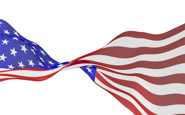 Amerika Birleşik Devletleri bayrağı sallıyor. Yıldızlar ve Çizgiler. ABD 'nin devlet sembolü. 3B illüstrasyon