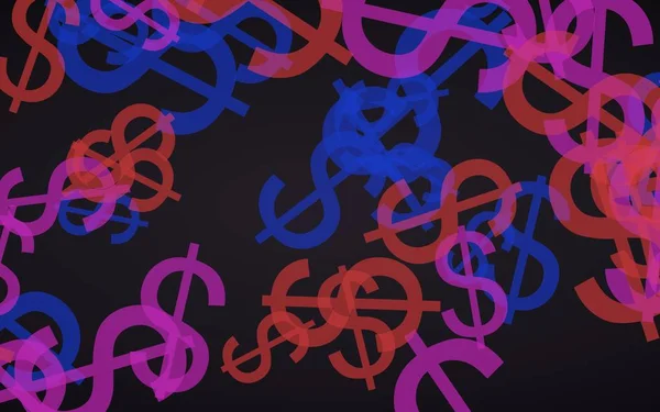 Multicolored translucent dollar signs on dark background. Red tones. 3D illustration — Stock Photo, Image