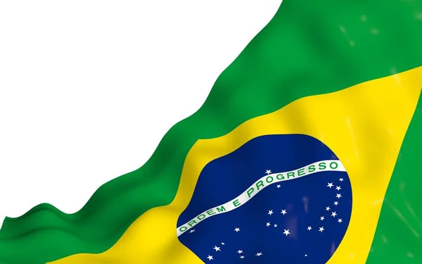 ブラジルの旗を振っています。Ordem e プログレッソ。秩序と進歩。リオ ・ デ ・ ジャネイロ。南アメリカ。状態の記号です。3 d イラストレーション — ストック写真
