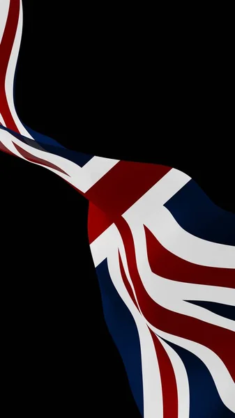 Sventolando bandiera della Gran Bretagna su sfondo scuro. Bandiera britannica. Regno Unito di Gran Bretagna e Irlanda del Nord. Simbolo di stato del Regno Unito. Illustrazione 3D — Foto Stock