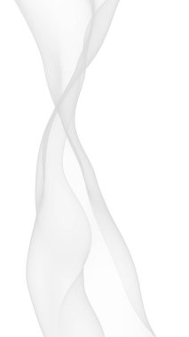 Beyaz soyut arka plan. Dalgalanan beyaz eşarp. Rüzgâr gibi esiyor. 3B illüstrasyon