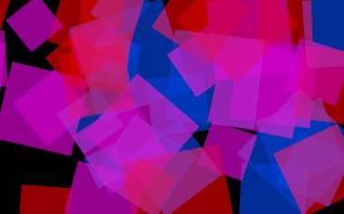 Koyu arka plan üzerinde çok renkli yarı saydam kareler. Pembe tonları. 3d illüstrasyon