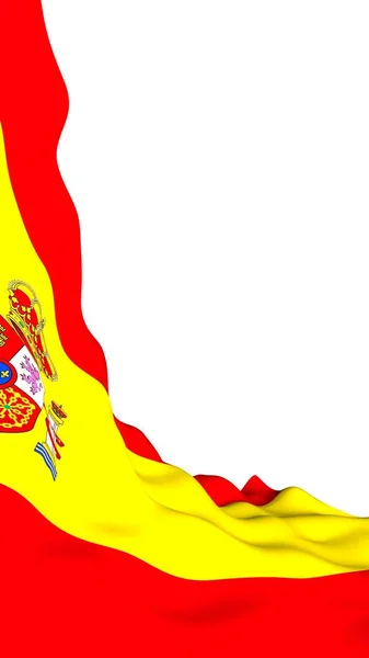 Die Flagge Spaniens. Offizielles Staatssymbol des Königreichs Spanien. Konzept: Web, Sportseiten, Sprachkurse, Reisen, Gestaltungselemente. 3D-Illustration — Stockfoto