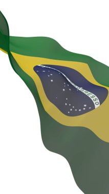 Brezilya bayrağı sallayarak. Ordem e Progresso. Sipariş ve ilerleme. Rio de Janeiro. Güney Amerika. Devlet sembolü. 3D çizim