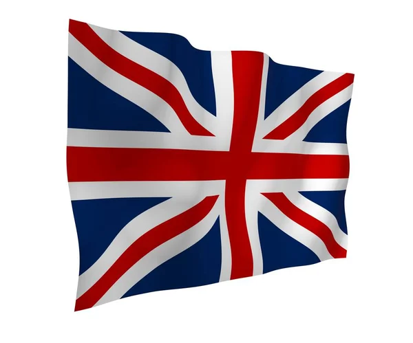 Mávání vlajkou Velké Británie. Britská vlajka. Spojené království Velké Británie a Severního Irska. Státní symbol ve Velké Británii. 3D obrázek — Stock fotografie