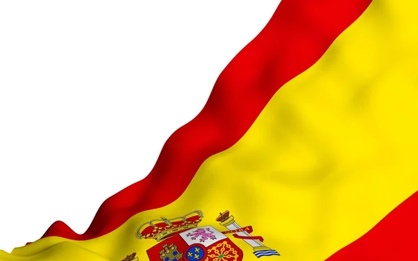 Флаг Испании. Официальный государственный символ Королевства Испания. Концепция: веб, спортивные страницы, языковые курсы, путешествия, элементы дизайна. 3d иллюстрация — стоковое фото