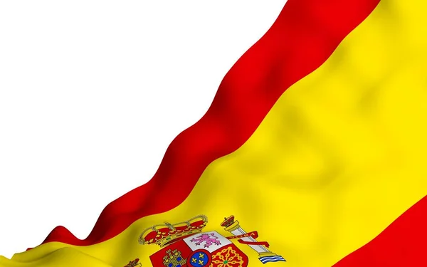 La bandera de España. Símbolo estatal oficial del Reino de España. Concepto: web, páginas deportivas, cursos de idiomas, viajes, elementos de diseño. ilustración 3d — Foto de Stock