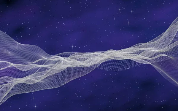 Abstraktní fialovo-modré hvězdnaté pozadí. Bílá kybernetická síť. hi tech síť. Vesmír. Hvězdná textura vesmíru. Hluboko ve vesmíru. Vesmír. 3D ilustrace — Stock fotografie