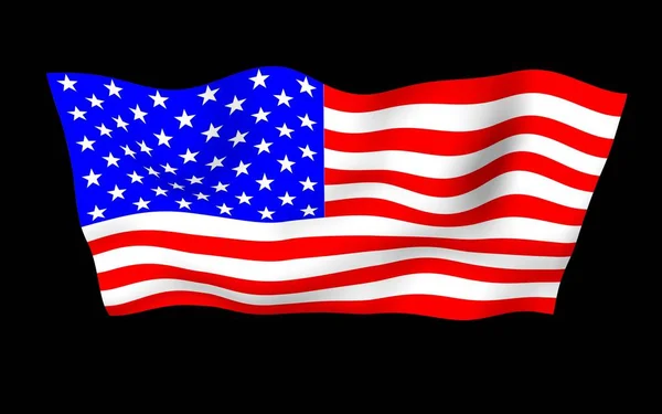 Drapeau agitant des États-Unis d'Amérique sur un fond sombre. Stars and Stripes. Symbole d'État des États-Unis. Illustration 3D — Photo
