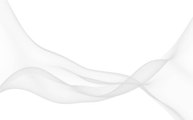 Beyaz soyut arka plan. Dalgalanan beyaz eşarp. Rüzgâr gibi esiyor. 3B illüstrasyon