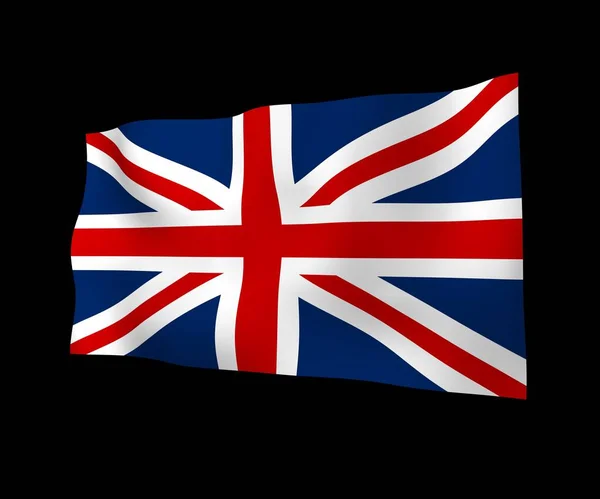 Acenando bandeira da Grã-Bretanha em fundo escuro. Bandeira britânica. Reino Unido da Grã-Bretanha e Irlanda do Norte. Símbolo estatal do Reino Unido. Ilustração 3D — Fotografia de Stock