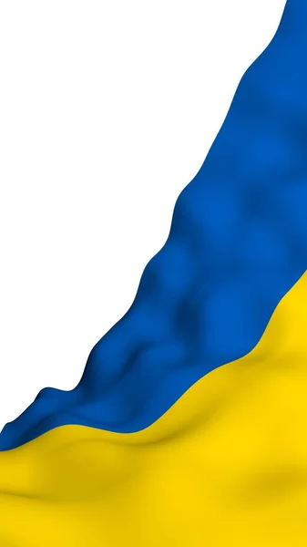 Ukrajinská vlajka na bílém pozadí. Národní vlajka a státní praporčík. Modrá a žlutá dvoubarevná. Příznak 3D vlnění — Stock fotografie