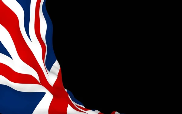 Размахивание флагом Великобритании на тёмном фоне. Британский флаг. Соединенное Королевство Великобритании и Северной Ирландии. Государственный символ Великобритании. 3D иллюстрация — стоковое фото