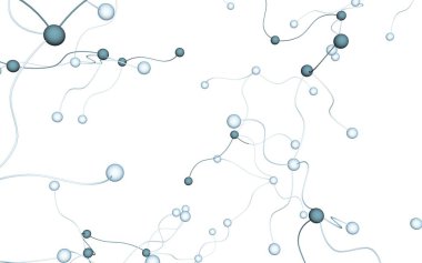 Sinir ağı. Sosyal ağ. Fütüristik DNA, deoksiribonükleik asit. Soyut molekül, hücre illüstrasyonu, miselyum. Açık arka plan. 3d illüstrasyon