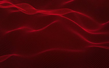 Kırmızı arka planda soyut manzara. Siber uzay şebekesi. merhaba teknoloji ağı. 3d illüstrasyon