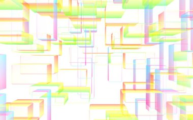 Renkli arka plan dijital ve teknoloji. Dikdörtgenler tekrarlayan olan desen. 3D çizim