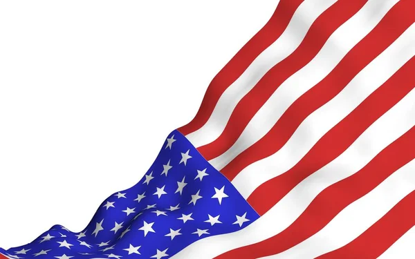 미국의 웨이브 깃발. 별과 줄무늬. 미국의 상징이다. 3D 삽화 — 스톡 사진