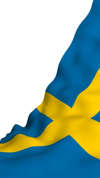 La bandera de Suecia. Símbolo estatal oficial del Reino de Suecia. Un campo azul con una cruz escandinava amarilla que se extiende hasta los bordes de la bandera. ilustración 3d — Foto de Stock