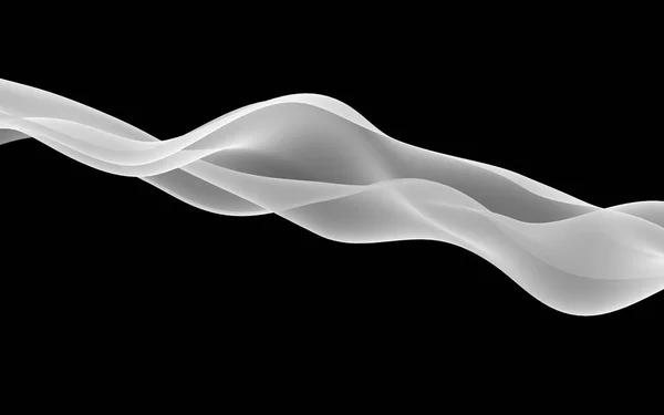 Αφηρημένο κύμα γκρι. Raster υποβάθρου του αέρα. Φωτεινό γκρι κορδέλα σε σκούρο φόντο. Γκρίζο κασκόλ. Αφηρημένη γκρι καπνό. 3D απεικόνιση — Φωτογραφία Αρχείου