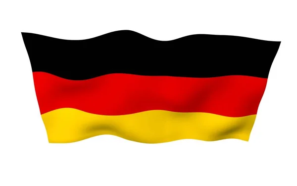 Σημαία Γερμανίας. Ευρεία τρισδιάστατη απεικόνιση. Κρατικό σύμβολο της Ομοσπονδιακής Δημοκρατίας της Γερμανίας. 3D απόδοση — Φωτογραφία Αρχείου