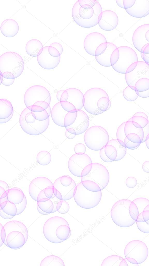 Pink colored background with purple bubbles. Wallpaper, texture purple balloons. 3D illustration