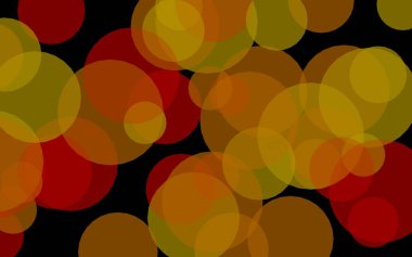 Koyu bir arka plan üzerinde çok renkli yarı saydam daireler. Sarı tonları. 3d illüstrasyon