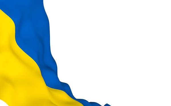 Флаг Украины на белом фоне. Государственный флаг и флаг штата. Синий и желтый биколор. Флаг размахивания трехмерной иллюстрацией — стоковое фото