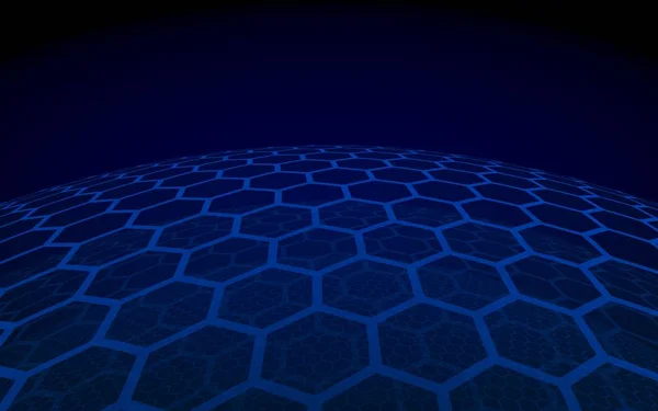 Sphère multicouche de nids d'abeilles, vert sur fond sombre, réseau social, réseau informatique, technologie, réseau mondial. Illustration 3D — Photo