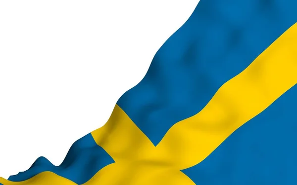 Флаг Швеции. Официальный государственный символ Королевства Швеция. Голубое поле с жёлтым скандинавским крестом, которое простирается до краев флага. 3d иллюстрация — стоковое фото