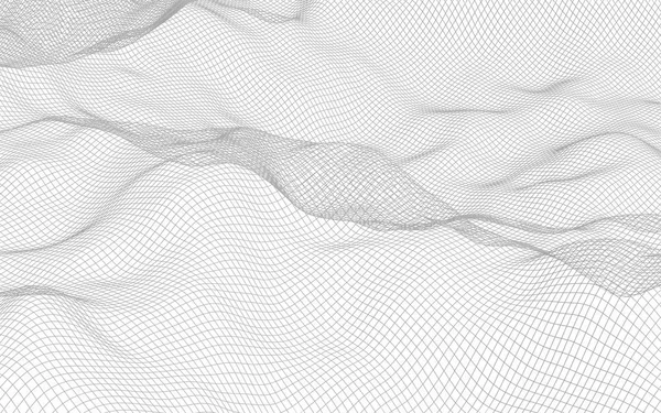 Abstrakte Landschaft auf weißem Hintergrund. Cyberspace-Gitter. hallo-Tech-Netzwerk. 3D-Illustration — Stockfoto