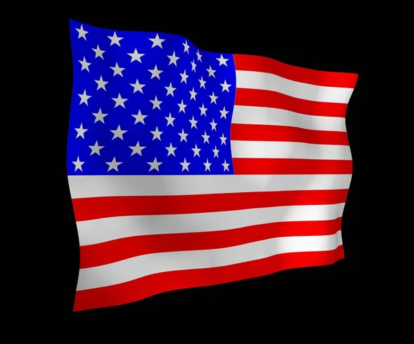 Waving flag of the United States of America on a dark background. Stars and Stripes. State symbol of the USA. 3D illustration — Stock Photo, Image