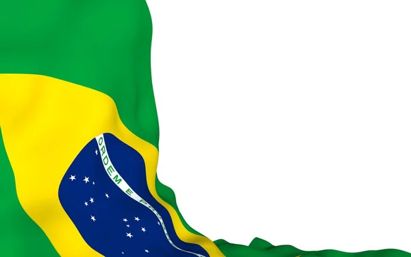 Flagge Brasiliens schwenkend. ordem e progresso. Ordnung und Fortschritt. Rio de Janeiro. Südamerika. Staatssymbol. 3D-Illustration — Stockfoto