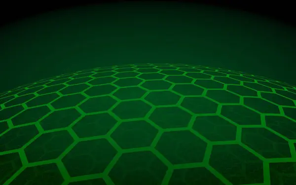 Sphère multicouche de nids d'abeilles, jaune sur fond sombre, réseau social, réseau informatique, technologie, réseau mondial. Illustration 3D — Photo