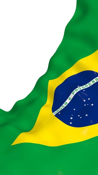 Flagge Brasiliens schwenkend. ordem e progresso. Ordnung und Fortschritt. Rio de Janeiro. Südamerika. Staatssymbol. 3D-Illustration — Stockfoto