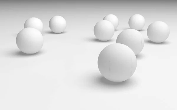 Fondo abstracto blanco. Set de bolas blancas aisladas sobre fondo blanco. Ilustración 3D — Foto de Stock