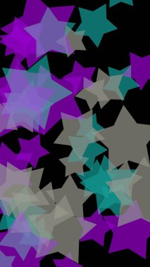 Koyu renkli yarı saydam yıldızlar. Dikey görüntü yönlendirmesi. 3d illüstrasyon