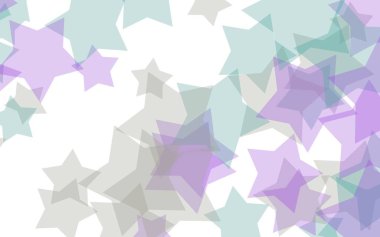 Beyaz arkaplanda çok renkli yarı saydam yıldızlar. Kırmızı tonlar. 3B illüstrasyon