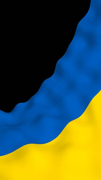 Η σημαία της Ουκρανίας σε σκοτεινό φόντο. Εθνική σημαία και κρατική σημαιοφόρος. Μπλε και κίτρινο διχρωματιστό. 3D εικονογράφηση σημαίας — Φωτογραφία Αρχείου
