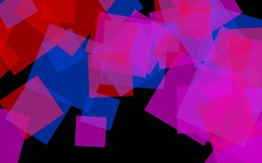 Koyu arka plan üzerinde çok renkli yarı saydam kareler. Pembe tonları. 3d illüstrasyon