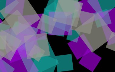 Koyu arka plan üzerinde çok renkli yarı saydam kareler. Pembe tonları. 3d illüstrasyon