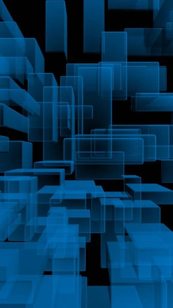 Fondo digital y tecnológico abstracto azul y oscuro. El patrón con rectángulos de repetición. Ilustración 3D —  Fotos de Stock