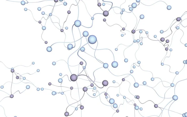 Нейронная сеть. Социальная сеть. Футуристическая ДНК, дезоксирибонуклеиновая кислота. Абстрактная молекула, иллюстрация клеток, мицелий. Белый фон. 3D иллюстрация — стоковое фото