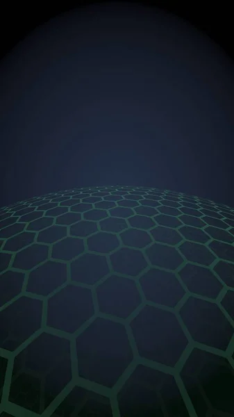 Flerskikts sfär av honeycombs, lila på en mörk bakgrund, sociala nätverk, datornätverk, teknik, globalt nätverk. 3D-illustration — Stockfoto