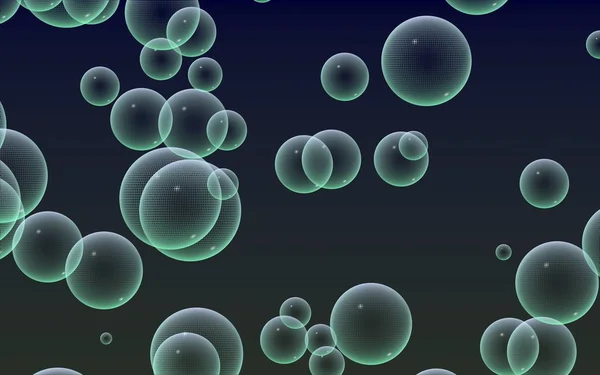 Fundo escuro bolhas de malha verde. Papel de parede, textura com bolha. Ilustração 3D — Fotografia de Stock