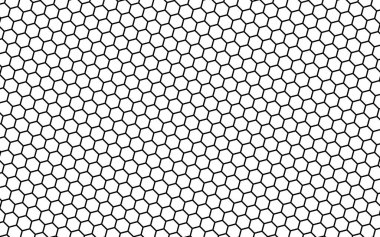 Beyaz arka planda siyah bal peteği. Çokgenin perspektif görüntüsü bal peteğine benziyor. İzometrik geometri. 3B illüstrasyon
