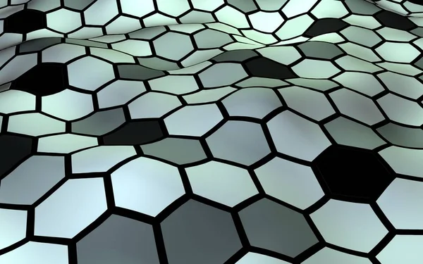 Méhsejt, lejtős színnel. A poligon perspektívája úgy néz ki, mint a méhsejt. Hullámos felület. Izometrikus geometria. 3D illusztráció — Stock Fotó