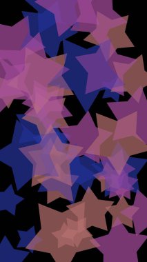 Koyu bir arka plan üzerinde gri yarı saydam yıldızlar. Turuncu tonları. 3d illüstrasyon