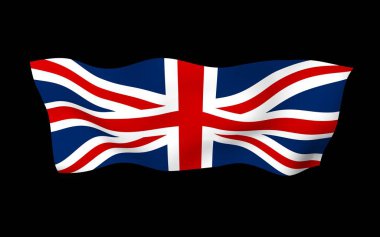 Büyük Britanya bayrağını sallıyor. İngiliz bayrağı. Büyük Britanya ve Kuzey İrlanda Birleşik Krallığı. Birleşik Krallık 'ın sembolü. 3B illüstrasyon
