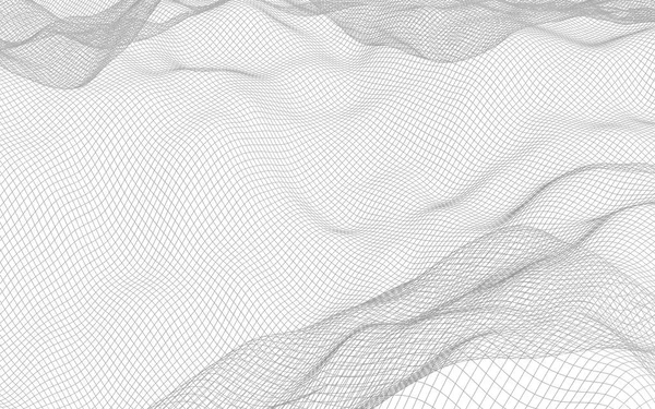 Paysage abstrait sur fond blanc. La grille du cyberespace. salut réseau technologique. Illustration 3d — Photo